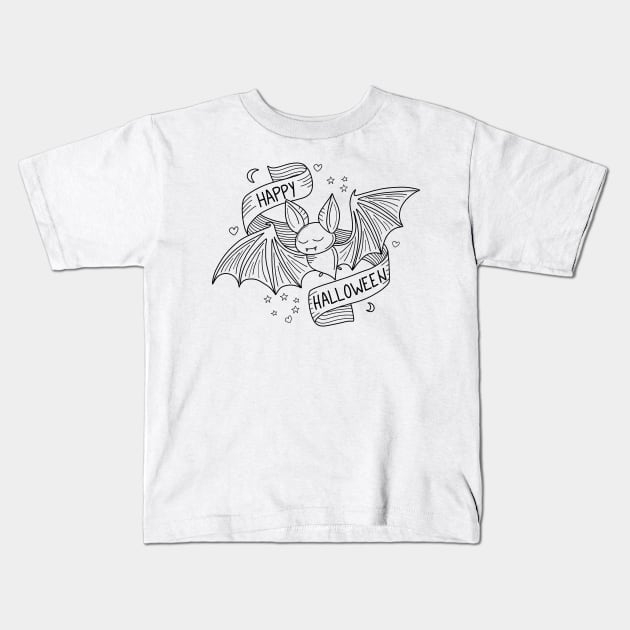 Cute Halloween Bat Kids T-Shirt by valentinahramov